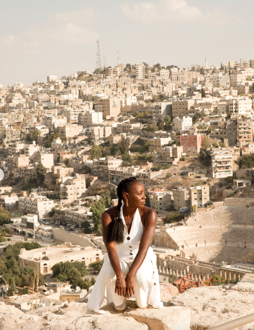 Black traveler Myna visits Amman, Jordan.